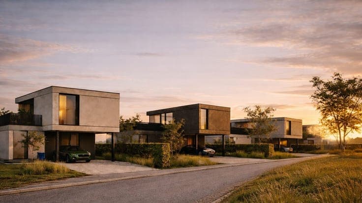 Villas in solid wood construction by the water in Ingelmunst
