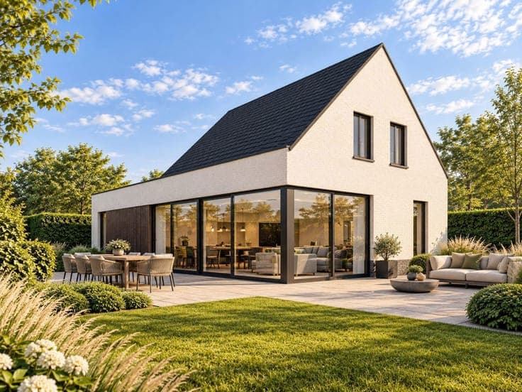 Modern newly built home with 3 bedrooms and a sunny garden.