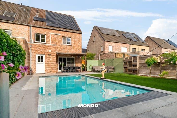 Modern, energy-efficient home with a pool
