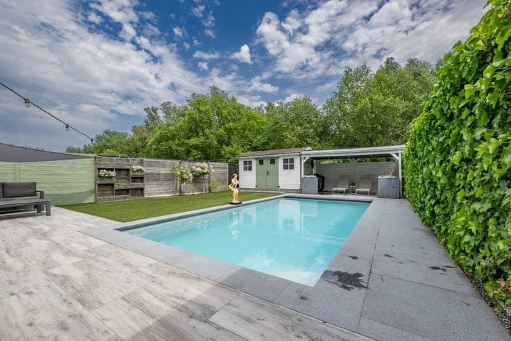 Modern, energy-efficient home with a pool