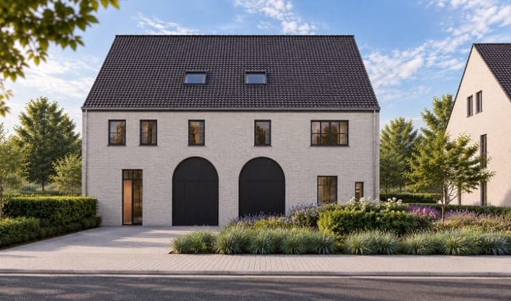 Nieuw te bouwen woning in pastorijstijl, half open verban...