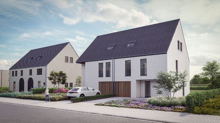 Nieuw te bouwen woning in pastorijstijl, half open verban...