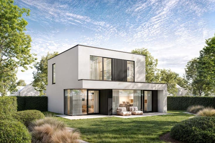 Moderne nieuwbouwvilla met zuidwest gerichte tuin