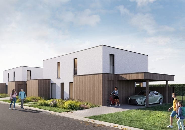 Moderne halfopenwoning met carport en berging