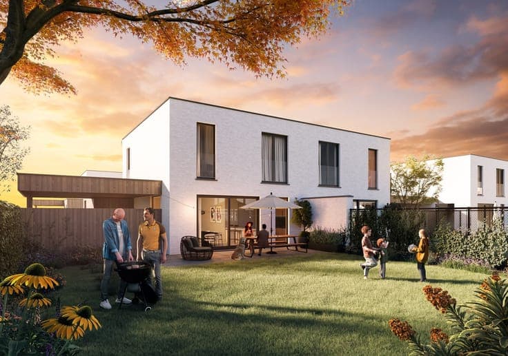 Moderne halfopenwoning met carport en berging