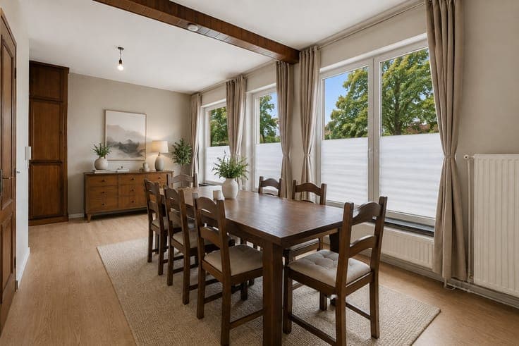 Halfopen bebouwing met drie slaapkamers, ruime zolder en ...