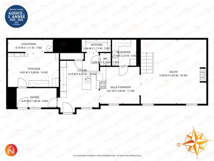 Ensemble immobilier avec partie professionnelle, PEB : D/E