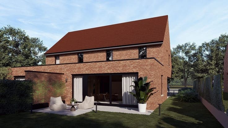 Twee nog te bouwen halfopen woningen