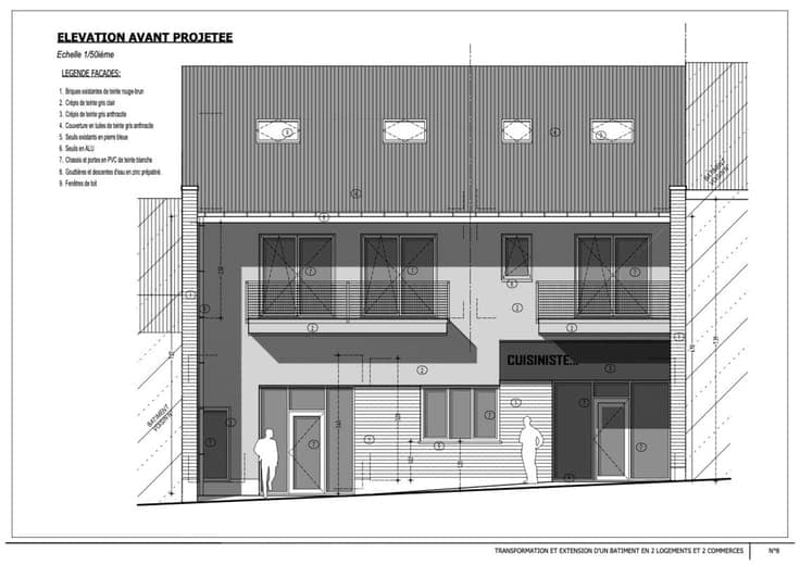 Mixed-use building: commercial units, warehouses and approve