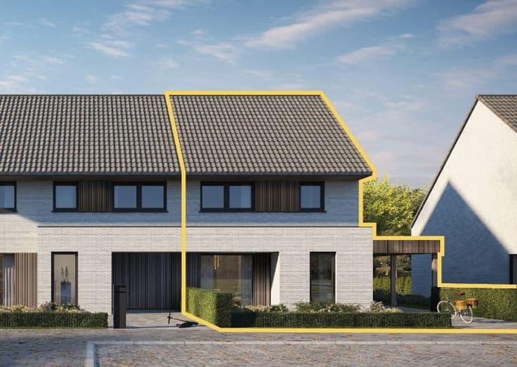Halfopen nieuwbouw in doodlopende straat