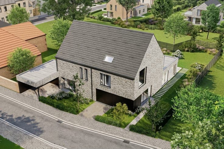 Hoogwaardige casco nieuwbouwwoning met carport in Berlare