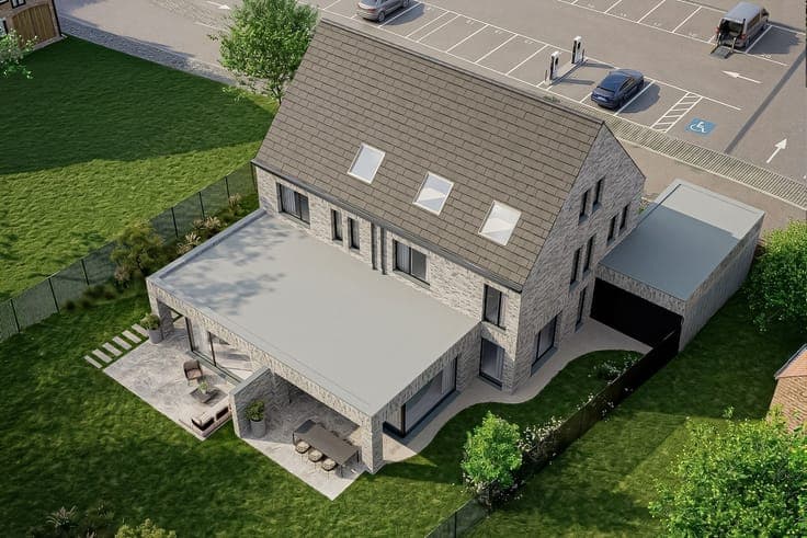 Hoogwaardige casco nieuwbouwwoning met carport in Berlare