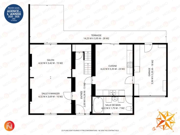 4 chambres, jardin, garage, électricité conforme, PEB : D.