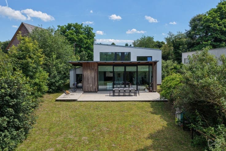 A modern family home with a garden.