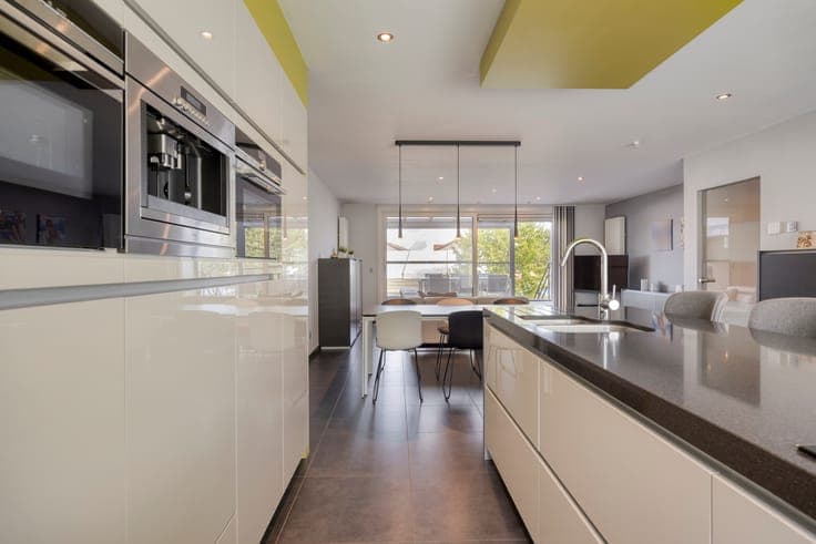Modern two-storey house with garage and garden within walkin
