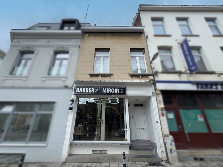 Jette: mixed-use building ground‑floor commercial + duplex
