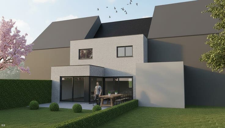 Nieuw te bouwen gesloten bebouwing te Aspelare