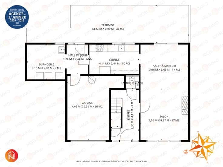 3 chambres, garage, parking, terrasse et jardin, PEB : D.