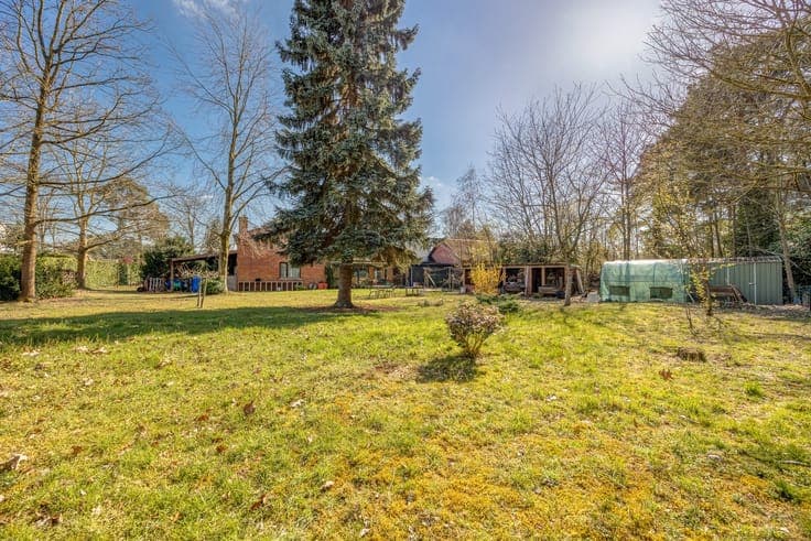 Vrijstaande woning met veel ruimte, omgeven door groen.