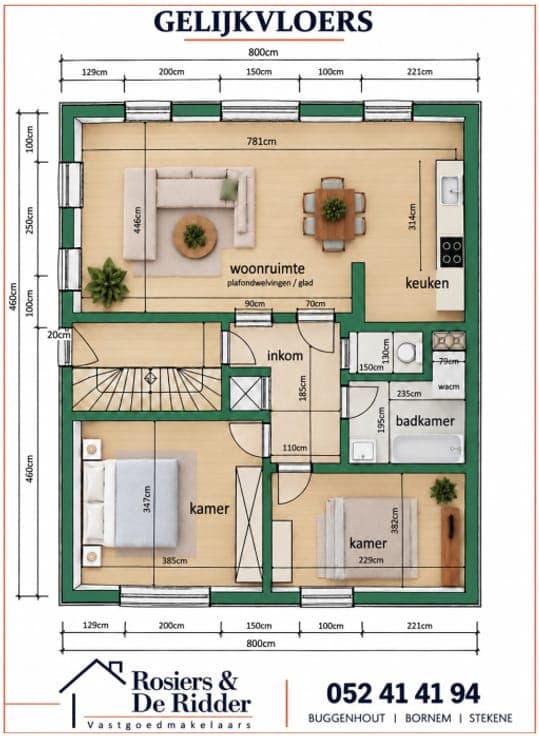 Opbrengsteigendom met 3 appartementen en 9 garages centra...