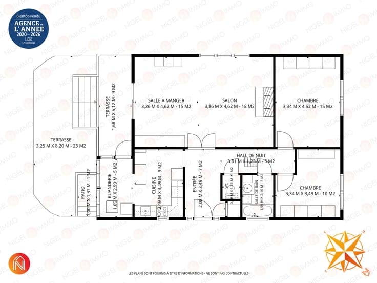 Bungalow, jardin, élec. conforme, panneaux photov., PEB : D.
