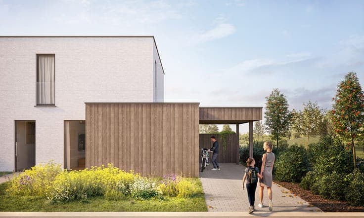 Moderne halfopenwoning met carport en berging