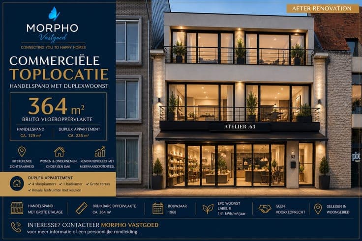 Te koop in Torhout : 364 m² vol mogelijkheden: handel, wo...