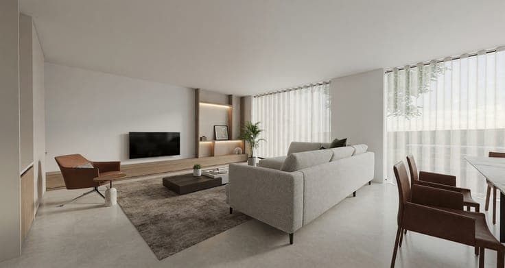 appartement met een royale leefruimte en twee zonneterras...