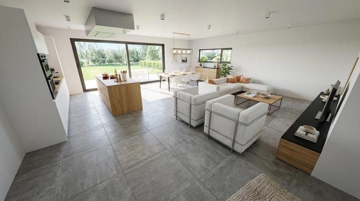 A villa with beautiful rear view and low energy consumption