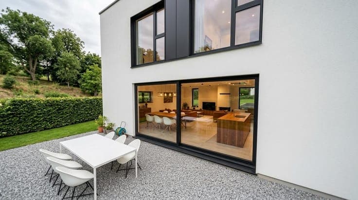 A villa with beautiful rear view and low energy consumption