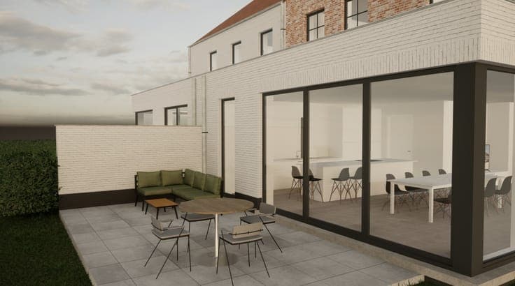 Halfopen casco woning met 4 à 5 slaapkamers, garage en tuin