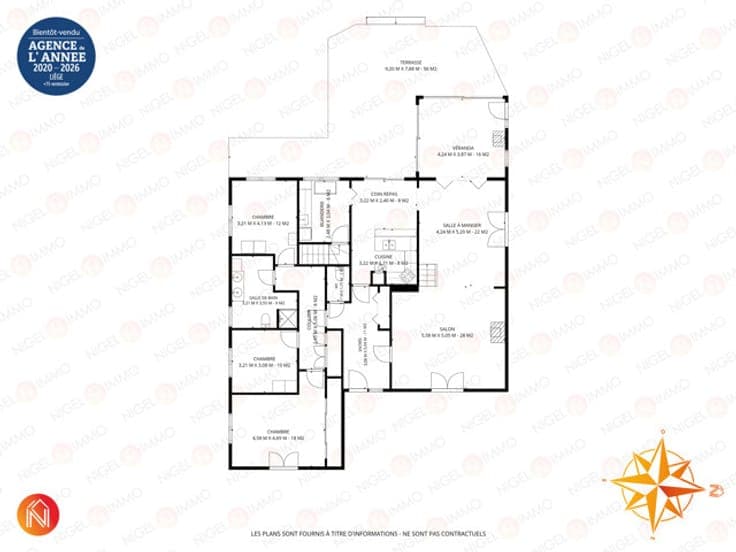 Superbe bungalow, 4 chambres, caves, garage, jardin, PEB D.