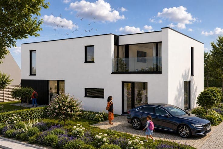 Exclusive semi-detached new-build homes with a shed
