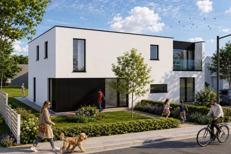 Exclusive semi-detached new-build homes with a shed