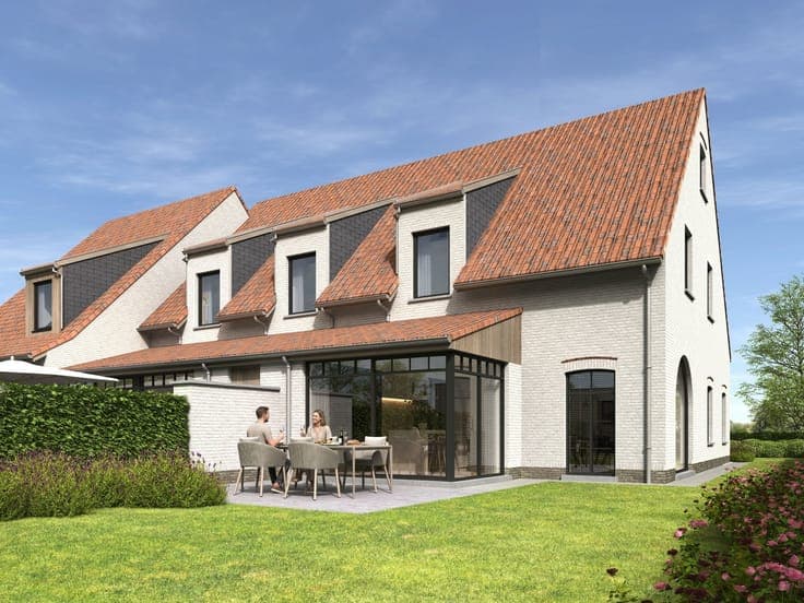 5 kwalitatief afgewerkte nieuwbouwwoningen, 3 in landelijke