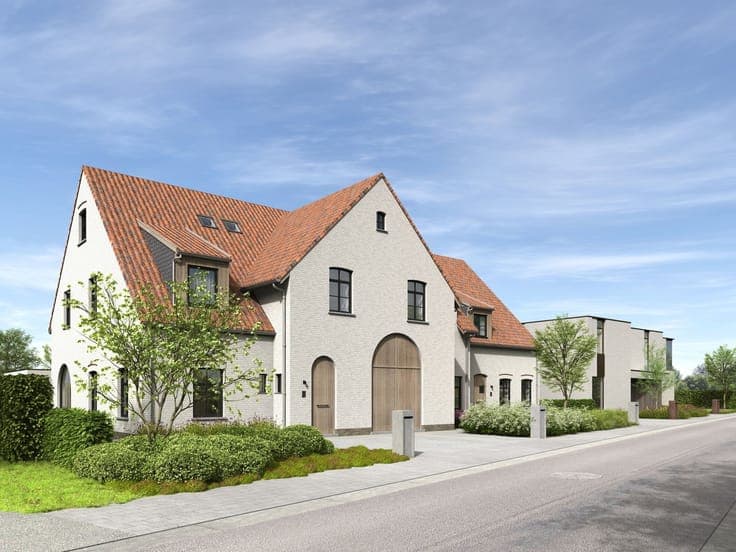 5 kwalitatief afgewerkte nieuwbouwwoningen, 3 in landelijke