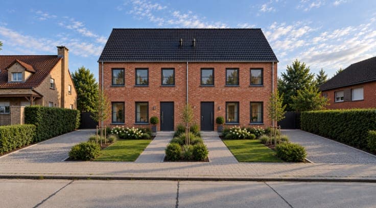 Nieuwbouwwoning in pastorijstijl in half-open verband op...